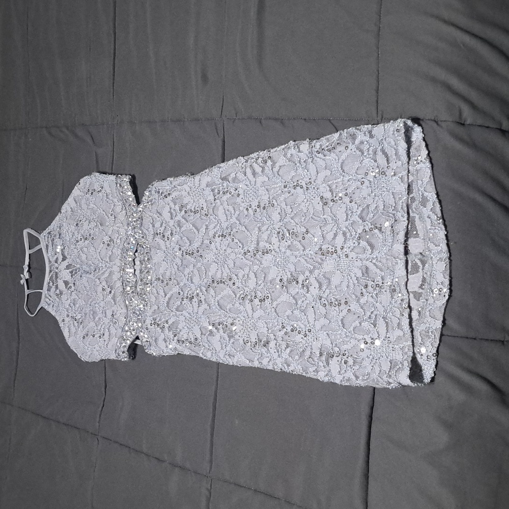 B. Darlin Gray Sequined Cut-out Dress